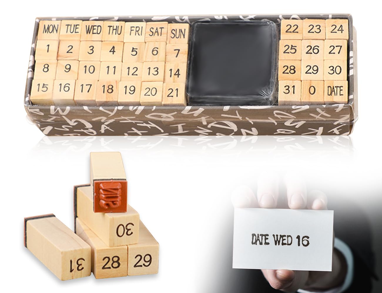 Lot 70 Tampons Alphabet En Bois Avec Boîte De Rangement Vintage - Pour Scrapbooking, Cartes & Artisanat