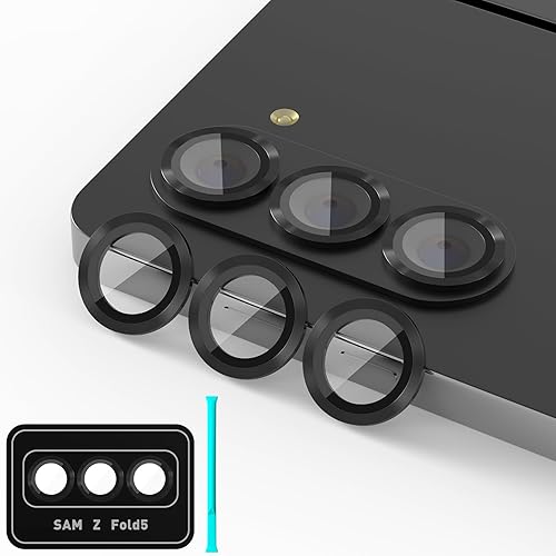 Suoman Para Samsung Galaxy Z Fold 5 Protector De Lente De Cámara, Cubierta De Lente De Cámara De Vidrio Templado Estilo De Textura De Metal Para