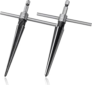 Bestgle 2 Pcs Taper Reamer Set 1/4 Inch Hex Shank Detachable T Shape Handle Tapered Reamer Kit Guitar Woodworker Luthier Reaming Tool, 3-13mm & 5-16mm Bridge Pin Hole Handheld Tapered Reamers