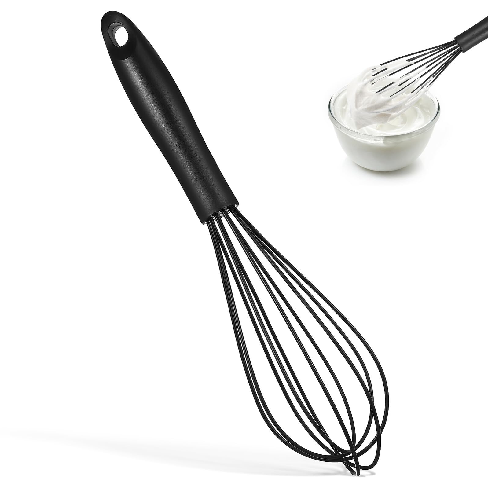 BESPORTBLE Fouet Cuisine 430 en Silicone et Acier Inoxydable Design Ergonomique et Classique, Accessoire Pratique pour Pâtisserie et Préparation D'œufs
