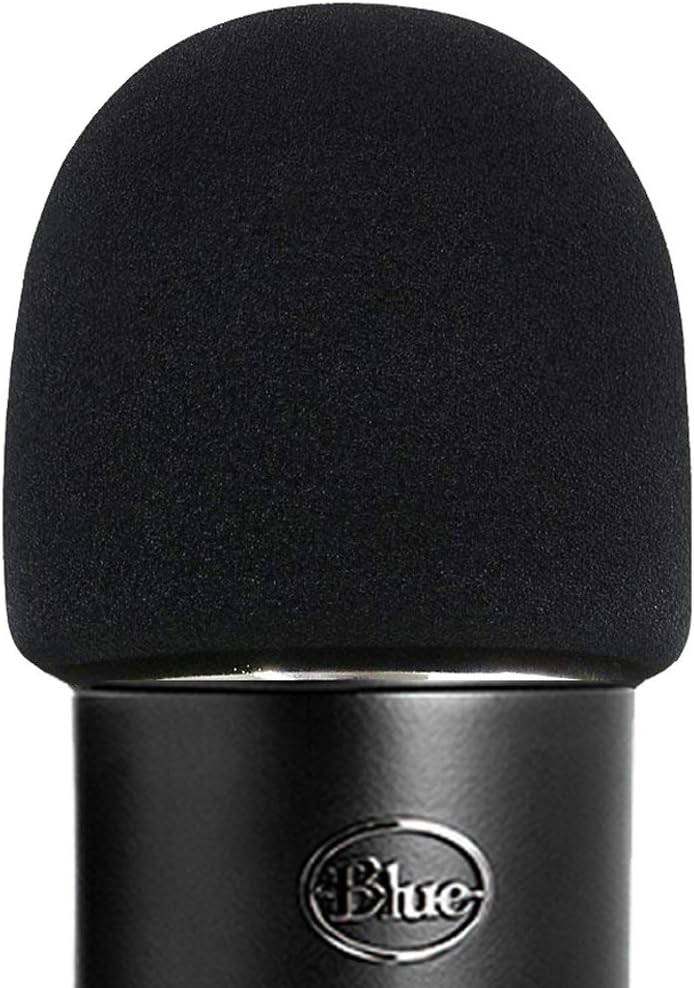 Foam Microphone Windscreen- Aedor Quality Sponge Mic Cover as a pop filter for Blue Yeti, Yeti Pro Condenser Microphones(Black)