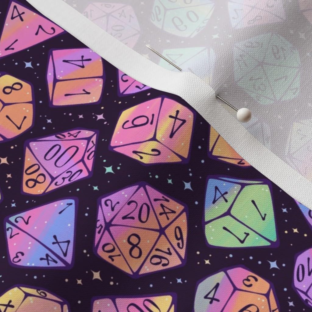 Spoonflower Fabric - Fantasy Magic Nerd Nerdy Dice Gaming Polyhedral Tabletop Games RPG Printed on Petal Cotton Fabric by The Yard - Sewing Quilting Apparel Crafts Decor