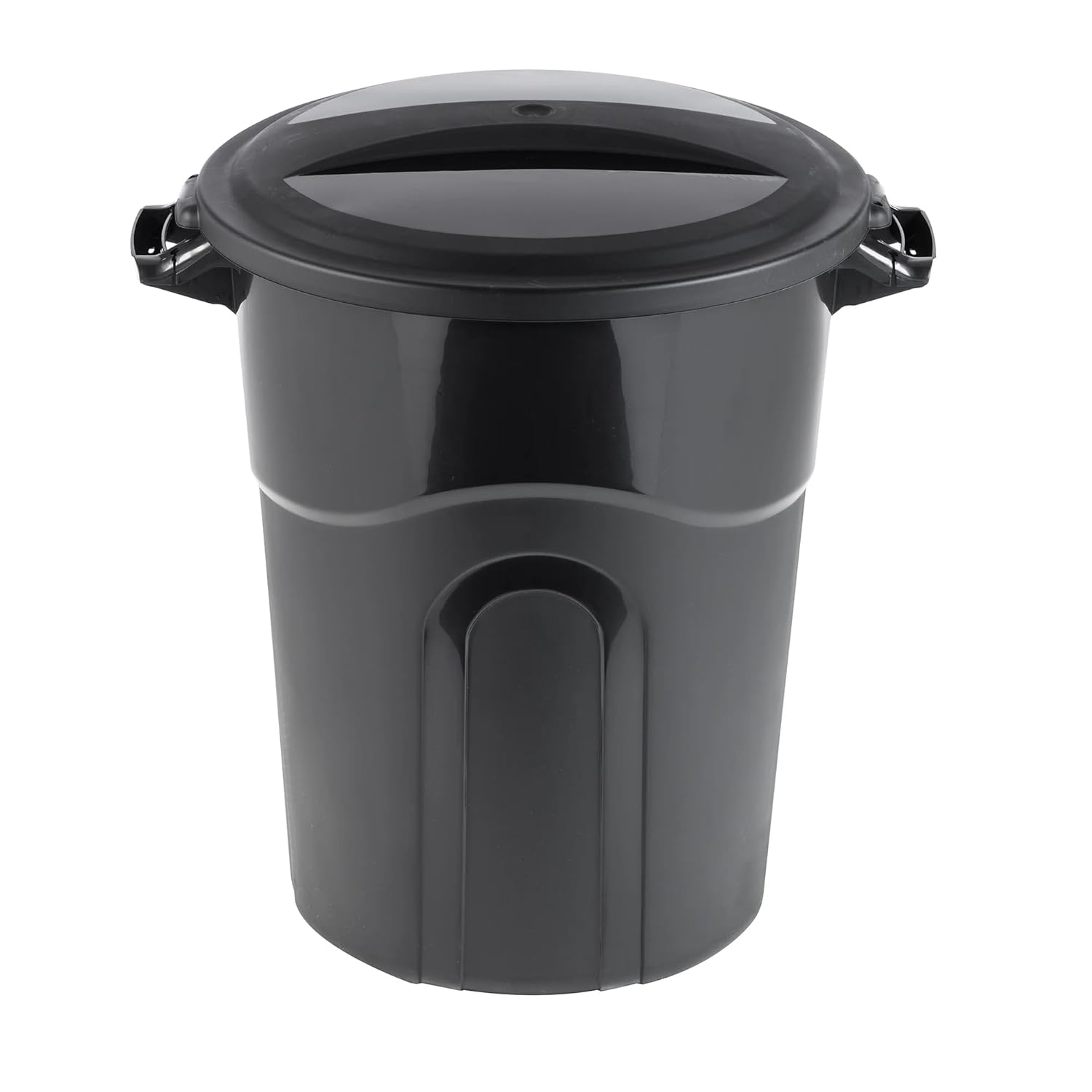 Black 20 Gallon Heavy Duty Plastic Trash Can with Secure Included Lid, Sturdy Weather-Resistant Garbage Container for Patio & Yard