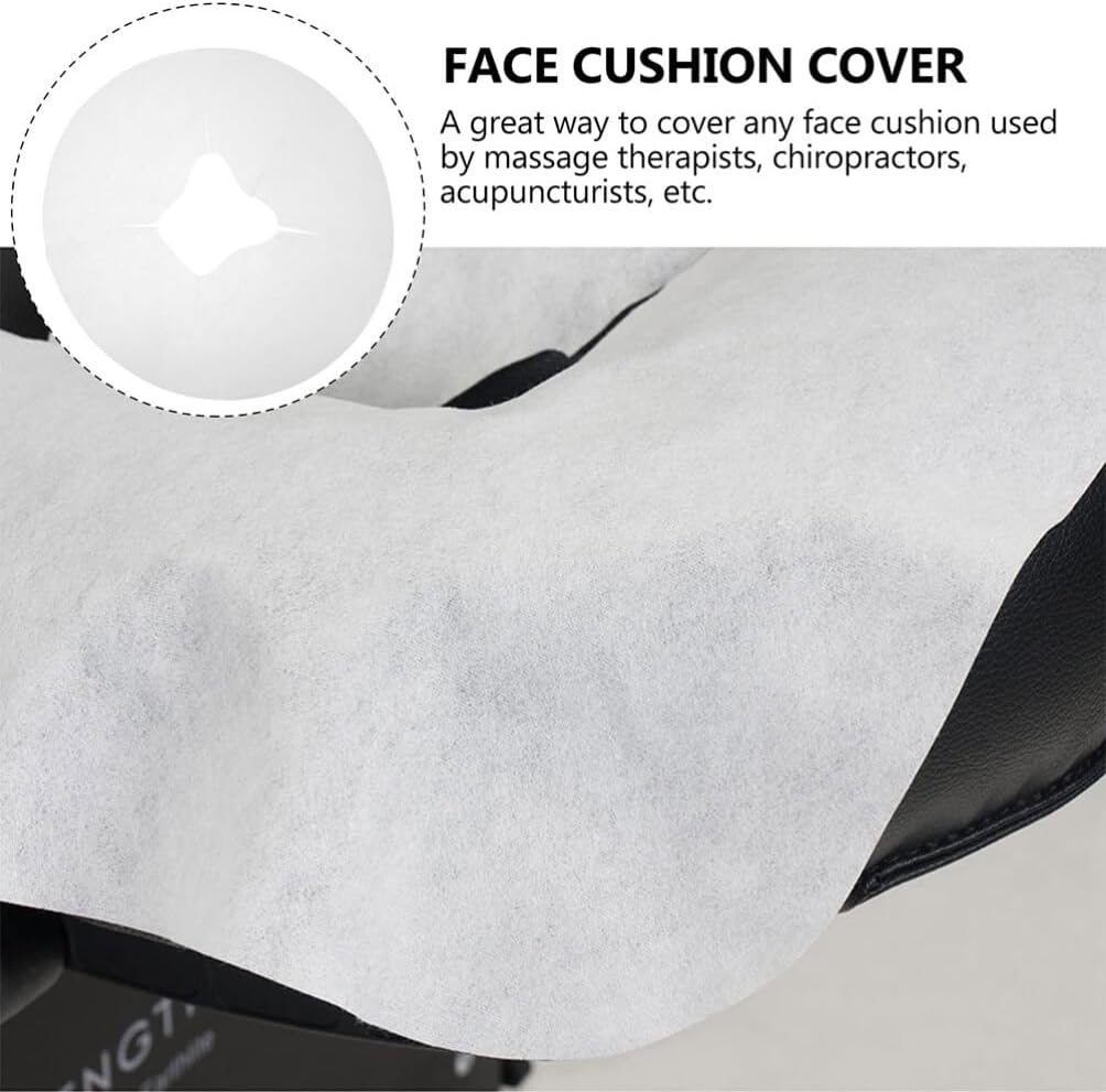 Healifty 300pcs Disposable Non-woven Face Massage Bed Cover Thick Headrest Pads for Spa and Massage Therapists Skin-friendly White for Facial Treatments and Wellness Sessions