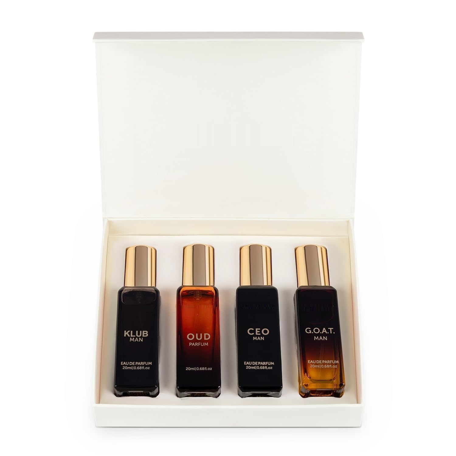 Man Perfume Gift Set 4 x 20 ml for Men with KLUB, OUD, CEO, G.O.A.T Perfume | Woody, Citrusy Long Lasting EDP Fragrance Scent
