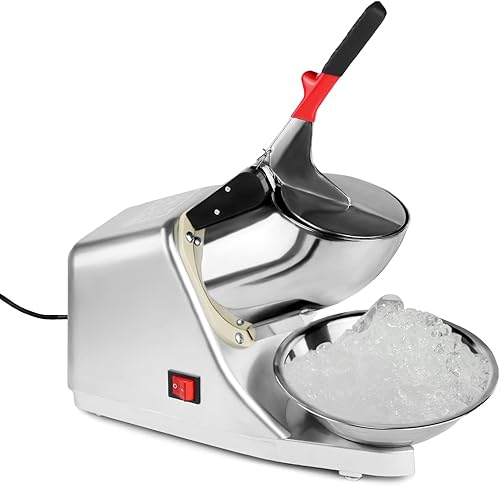 Trituradora de hielo eléctrica, máquina de afeitar de hielo eléctrica de 110 V con cuchillas dobles, cuenco y cubierta, máquina eléctrica de cono de