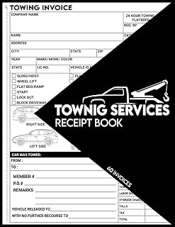 Towing Services Receipt Log Book: A Register and Record Book for Towing with 60 Invoices and Tow Truck Service Invoice Work Order: Transport Services Information Journal