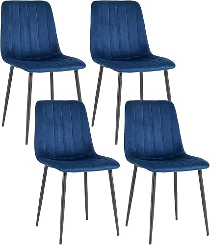 HAIZAO Juego de 4 sillas de comedor, modernas sillas de comedor de cocina, silla de comedor ergonómica de terciopelo, asiento acolchado tapizado y