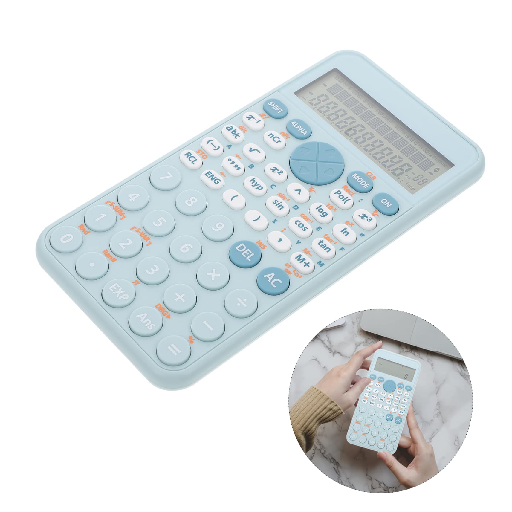 Scientific Function Calculator for Students Portable Blue Calculator for Exams Accounting Display for Math Science for School Office Use