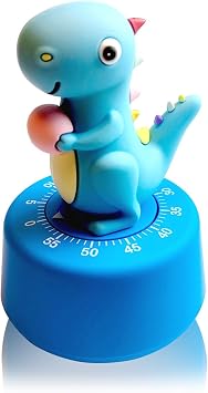 Timers, Classroom Timer for Kids, Kitchen Timer for Cooking, Desk Time Tracker, Small Mechanical Timer for Study, Workout, Shower, Baking Countdown Blue Dinosaur