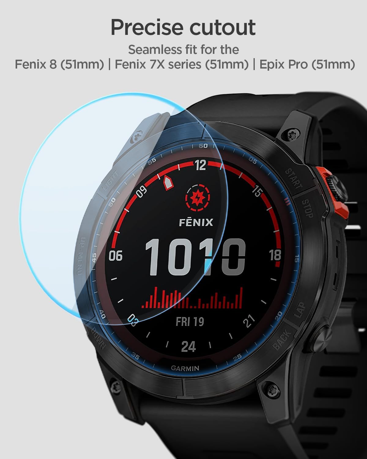 Spigen Tempered Glass Screen Protector [GlasTR EZ FIT] designed for Garmin Fenix 8, 8 Pro/Fenix 7X series/Epix Pro (51mm) - 2 Pack