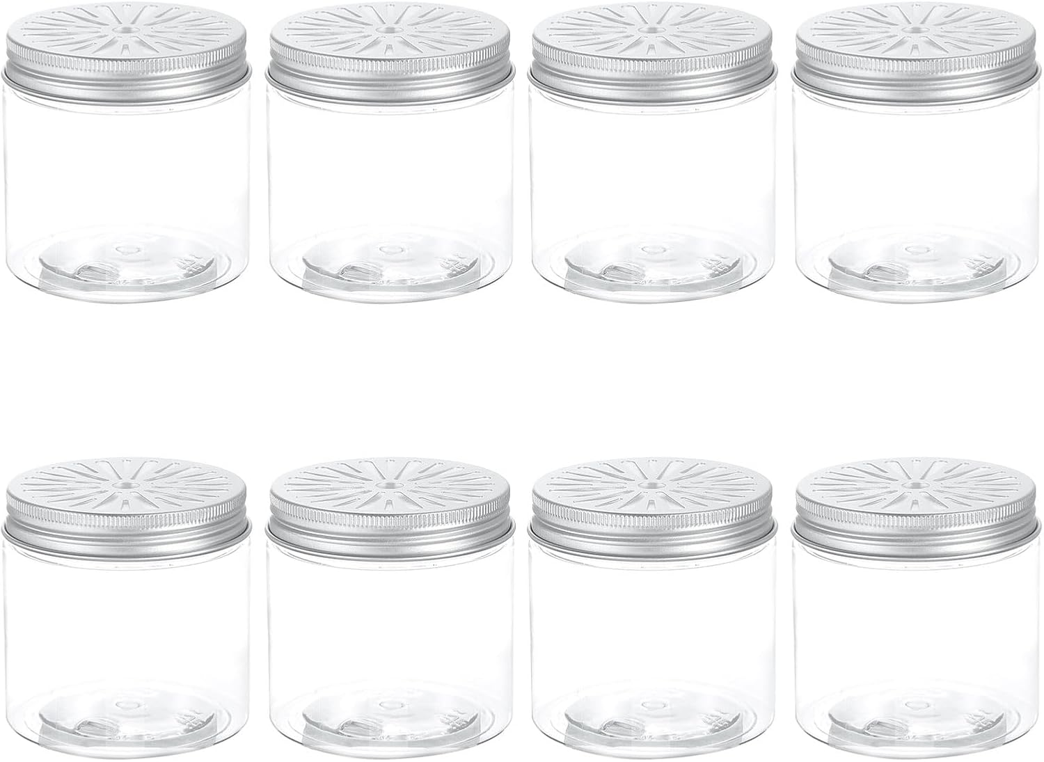 HARFINGTON 8 Pcs Aluminium Tins with Hollow Lids 6.8oz/200ml Empty Scent Beads Storage Container Round Refillable Spice Plastic Jars Sample for Air Freshener Candles Travel Storage