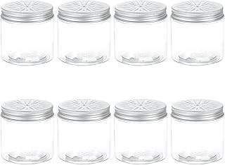 HARFINGTON 8 Pcs Aluminium Tins with Hollow Lids 6.8oz/200ml Empty Scent Beads Storage Container Round Refillable Spice Plastic Jars Sample for Air Freshener Candles Travel Storage