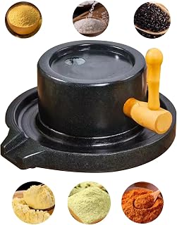 Molino de Grano Manual, Molino de Piedra Azul Negra Natural, Molinillo de Piedra de harina de Grano seco y húmedo con manivela Manual para el hogar, pulverizador de Leche de Soja/harina de t
