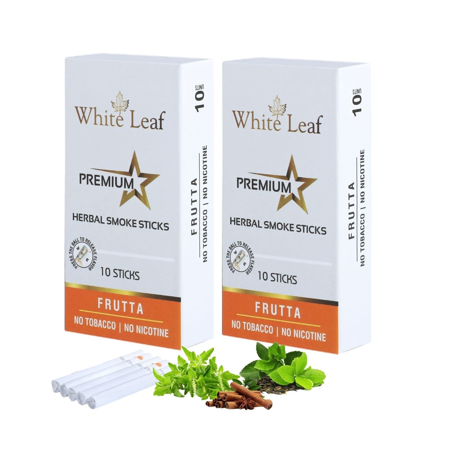 White Leaf Premium Herbal Cigarettes 100% Tobacco-Free, 100% Nicotine Free (20 Sticks) Frutta Flavour Anti Addiction(100% Natural Ingredients Clove, Tulsi and Green Tea)-image-47
