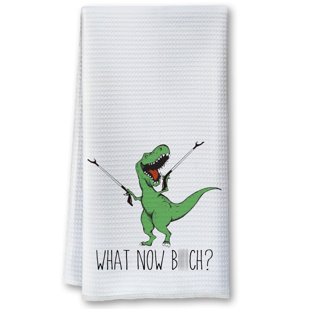 Funny Joked Themed Kitchen Dishcloth Gifts for Hostess Mom Women Housewarming, Funny Dinosaur Hand Towels for Best Friend Bestie, Sarcastic Adult Kitchen Towels Dish Towel Dishcloth 16x24