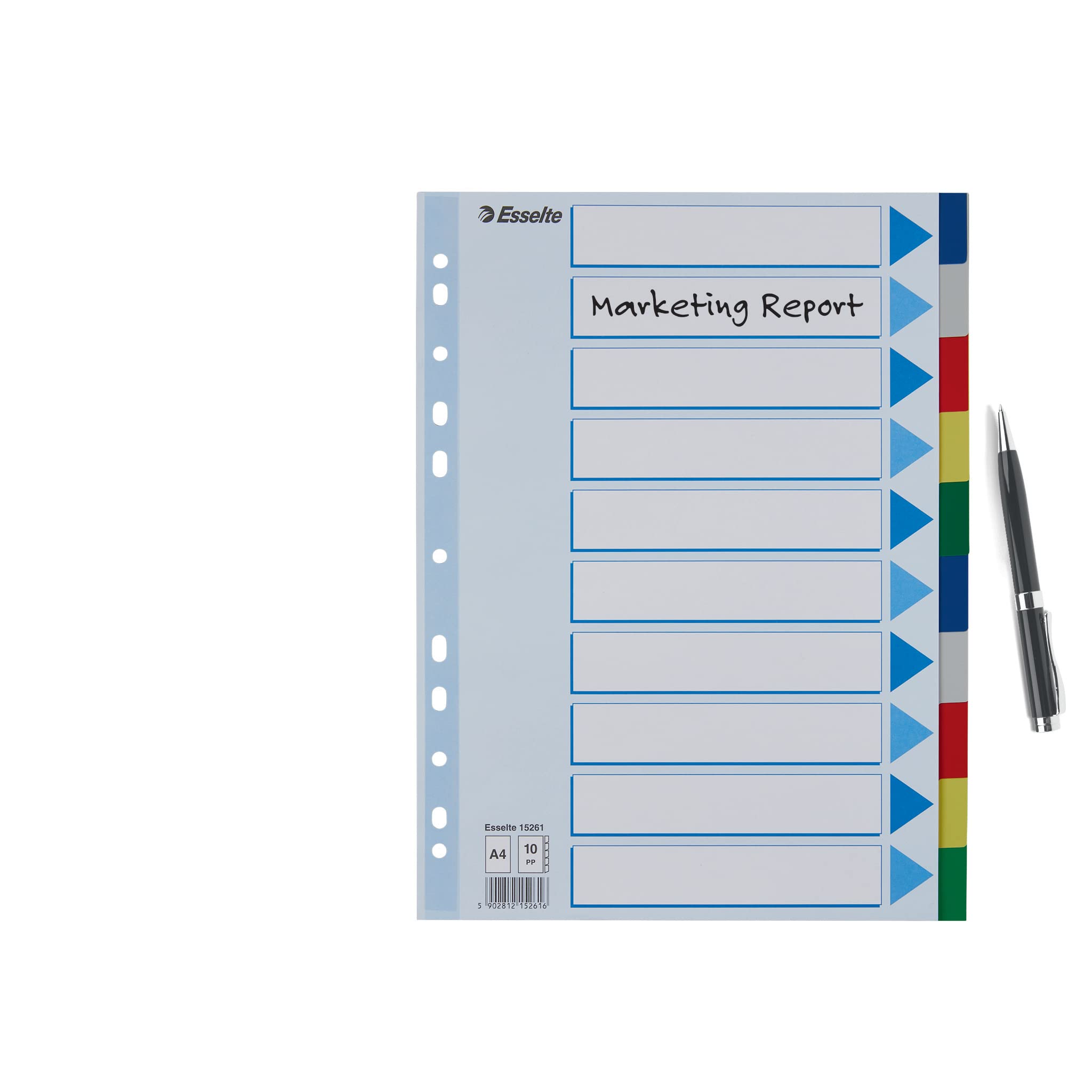 Intercalaires Esselte A4 10 Touches Multicolores - Onglets Plastique Renforcés Avec Table Des Matières