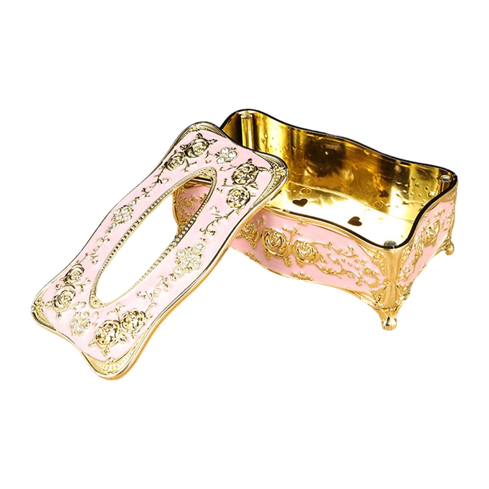 Classical European Inspired Tissue Box Featuring Beautiful Rose Motifs and Nonslip Base Rose Themed Tissue Dispenser ABS Dispenser