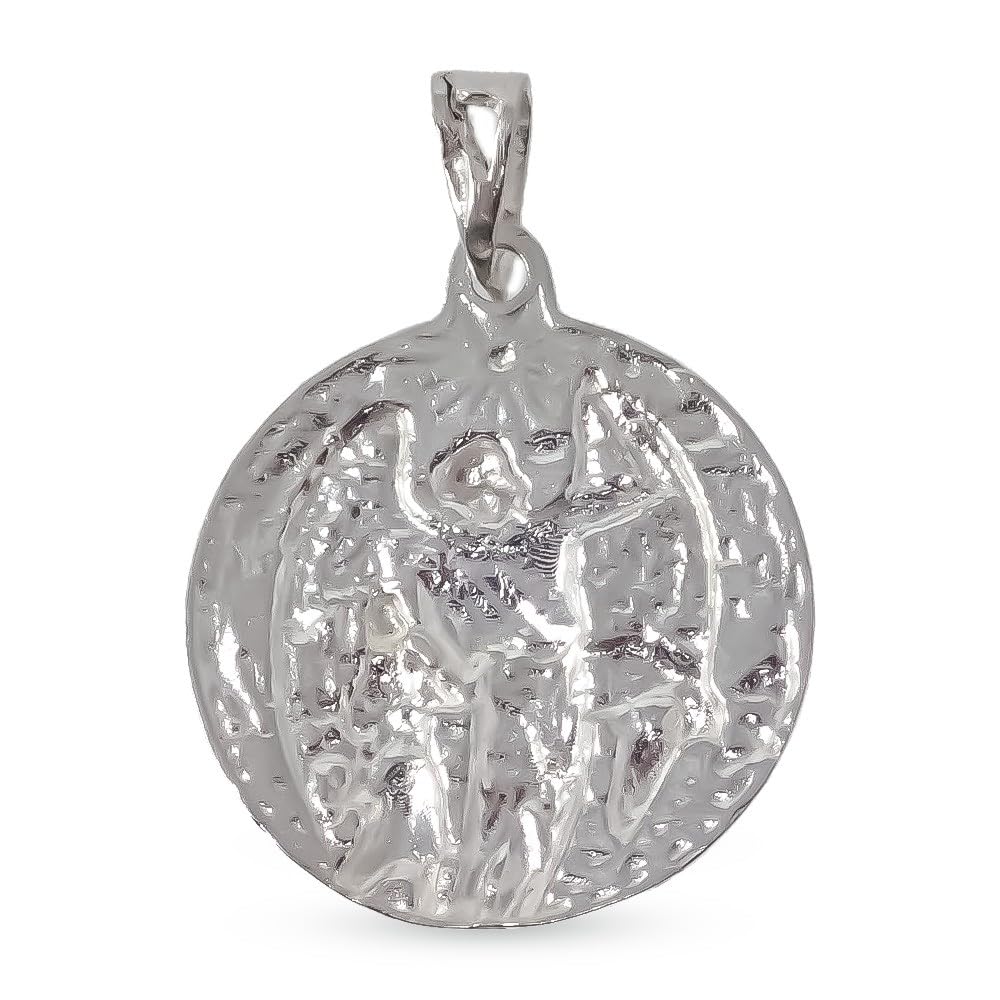 Ángel de la Guarda Medalla en Plata de Ley 925m maciza de 25mm. en relieve trasera detalle
