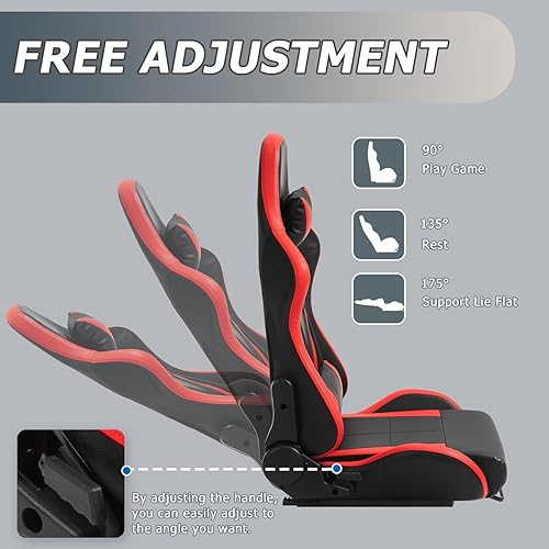 Miniatura 4 de Minneer Carga de asiento de carreras de doble bloqueo, 400 libras, ángulo ajustable, cómoda, transpirable, ergonómica, silla de juegos de vuelo,