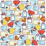 Superman Christmas Gift Tag Stickers – 50-Count Holiday Vinyl Labels Variety Pack, Peel & Stick Waterproof Tags for Presents, Wrapping, Scrapbooking & Crafts