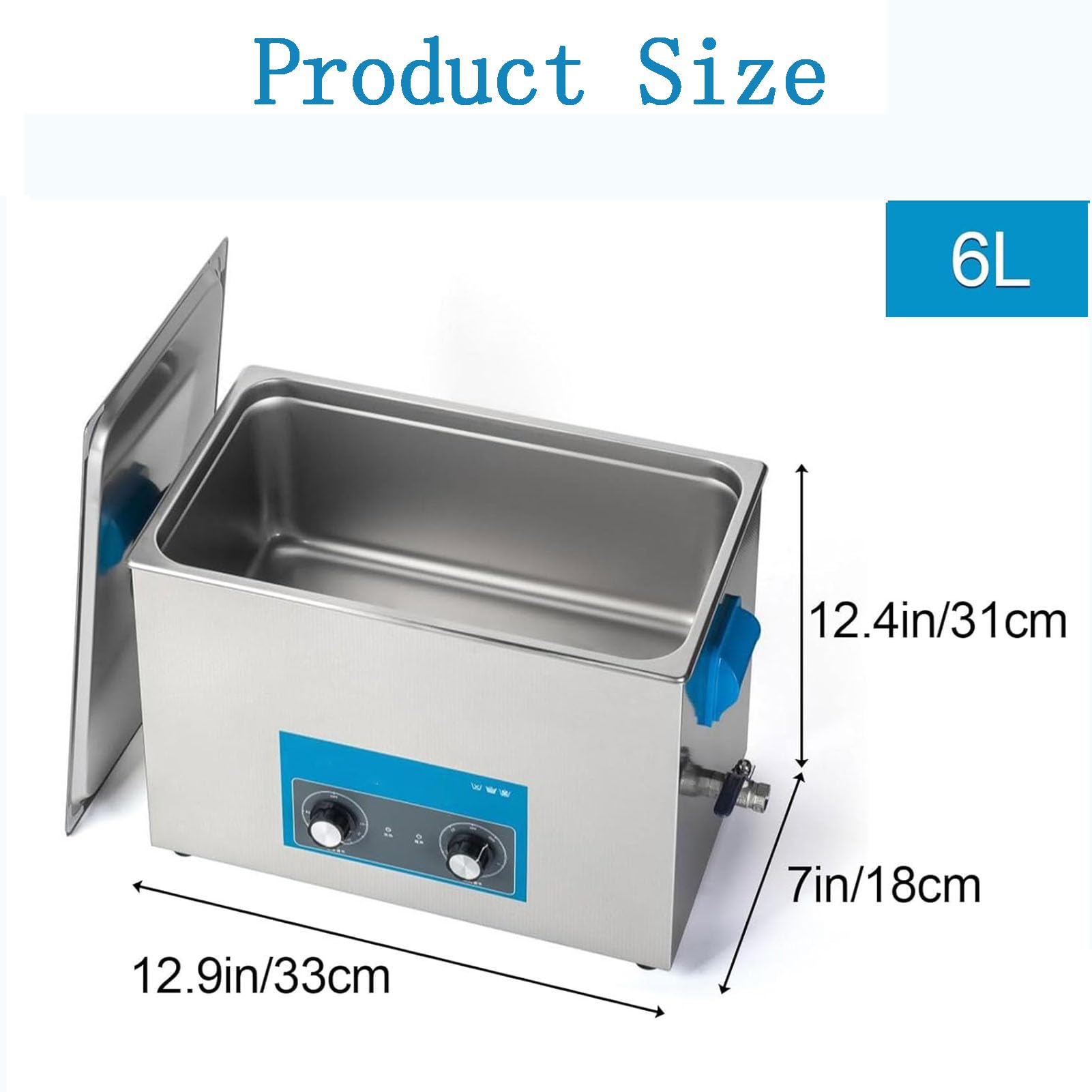 Limpiador ultrasónico Comercial de 6L – Máquina de Limpieza de Acero Inoxidable para joyería, Relojes, Instrumentos y Piezas