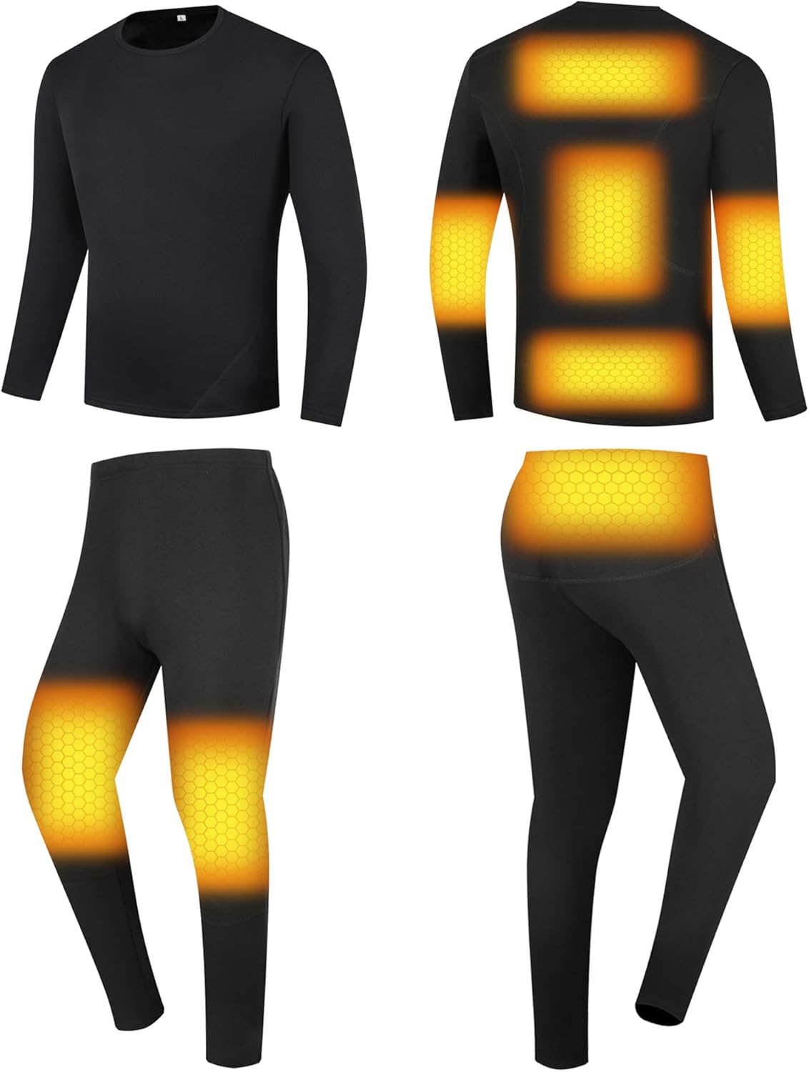 Heating Underwears for Men Electric Thermal Long Johns Set Fleece Lining Heated Shirt and Pants for Motorcycle