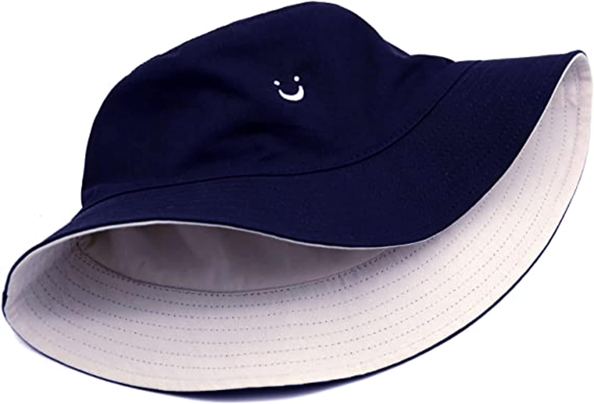 Cotton Sun-Bucket Hats Packable Summer - Travel Fishing Hats UV-Protection Outdoor for 8 to 16 Years Old (Navy, M)