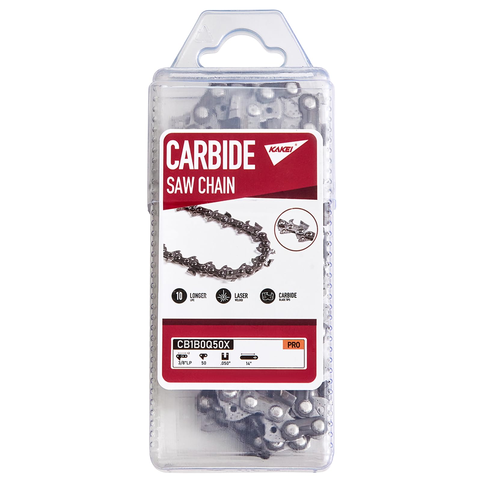 KAKEI Cadena de motosierra de carburo de 14 pulgadas, paso LP de 0.50 pulgadas, calibre de 0.50 pulgadas, 50 eslabones de transmisión, 63PM3 50, compatible con Stihl MS194T MS193T MS192T, Remington