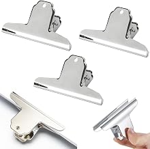 HINH Wide Clips, Large Stainless Steel Clip, Book Clip, Strong 145mm Extra Large Size, Mountain-shaped Book Clip, Rust-resistant, Laundry Clip, Bag Fastening Clip, Office Supplies (Set of 3)