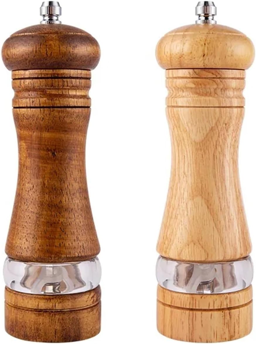 Manual Acrylic and Rubber Wood Pepper Grinder with Ceramic Core, Adjustable Spice Mill(Plum)
