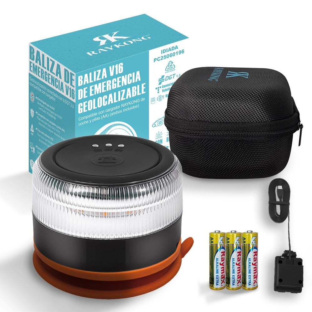 Beacon V16 Geolocation DGT 3.0 | 2nd Generation with LED Indicators | Emergency Light Car - Motorcycle Approved by DGT | SIM and Paid Data until 2038 | 1 Pack