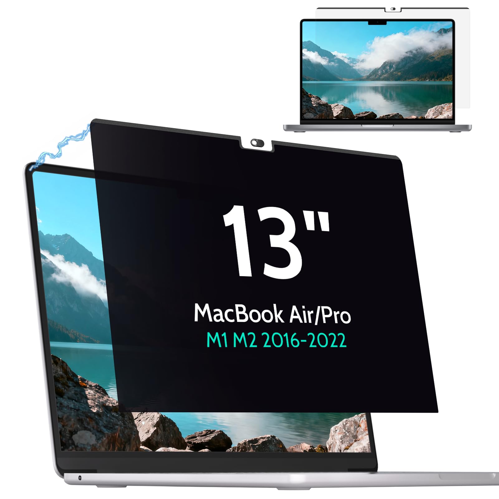 Magnetic Privacy Screen for MacBook Air/Pro 13 Inch (2016-2022, M1, M2),Removable Anti Glare Blue Light Filter for Mac 13.3In Laptop Privacy Filter Shield Protector