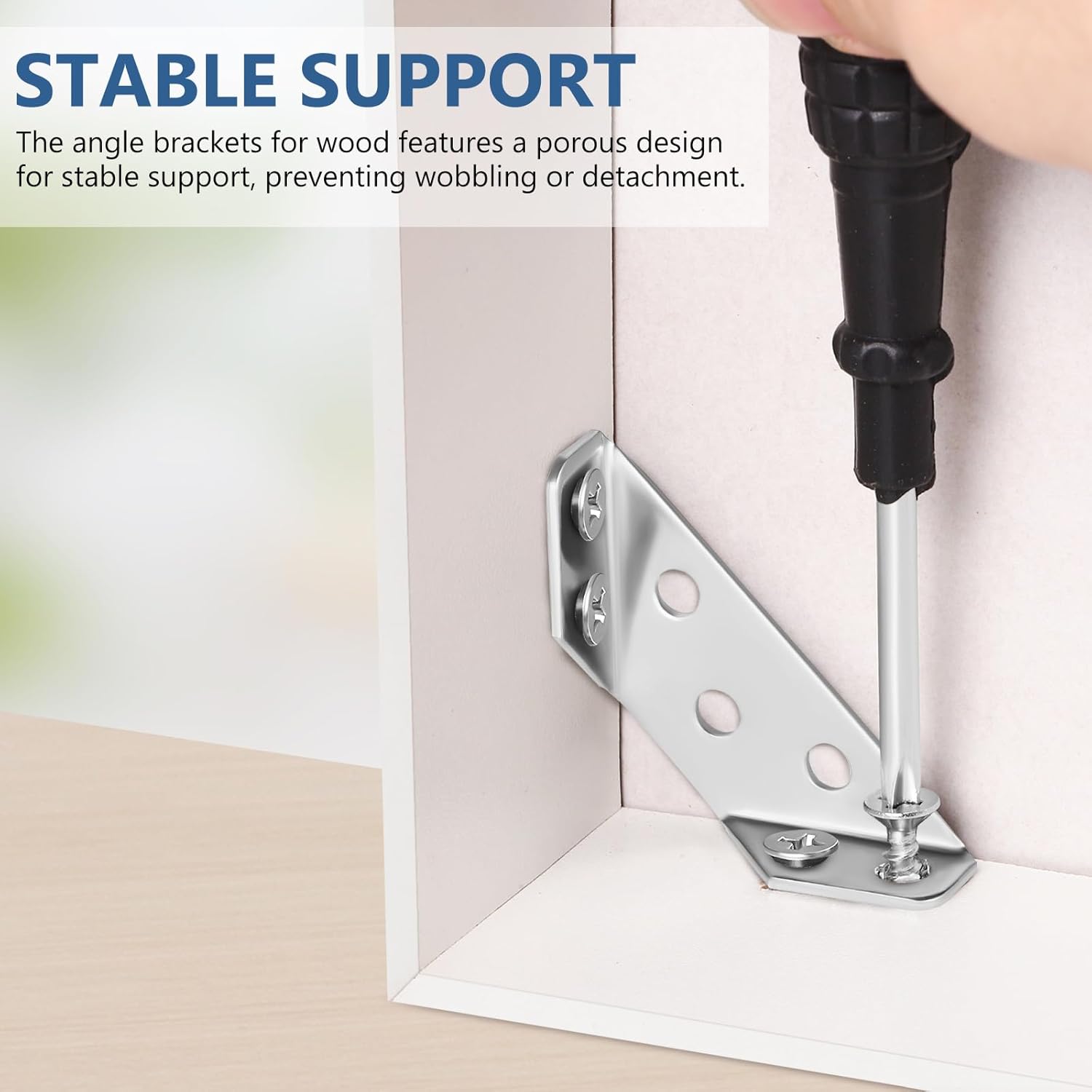 20Pcs Corner Connectors Universal Stainless Steel Corner Brace with Screws, Angle Bracket for Wood Shelf, Cabinets, Tables, Chairs