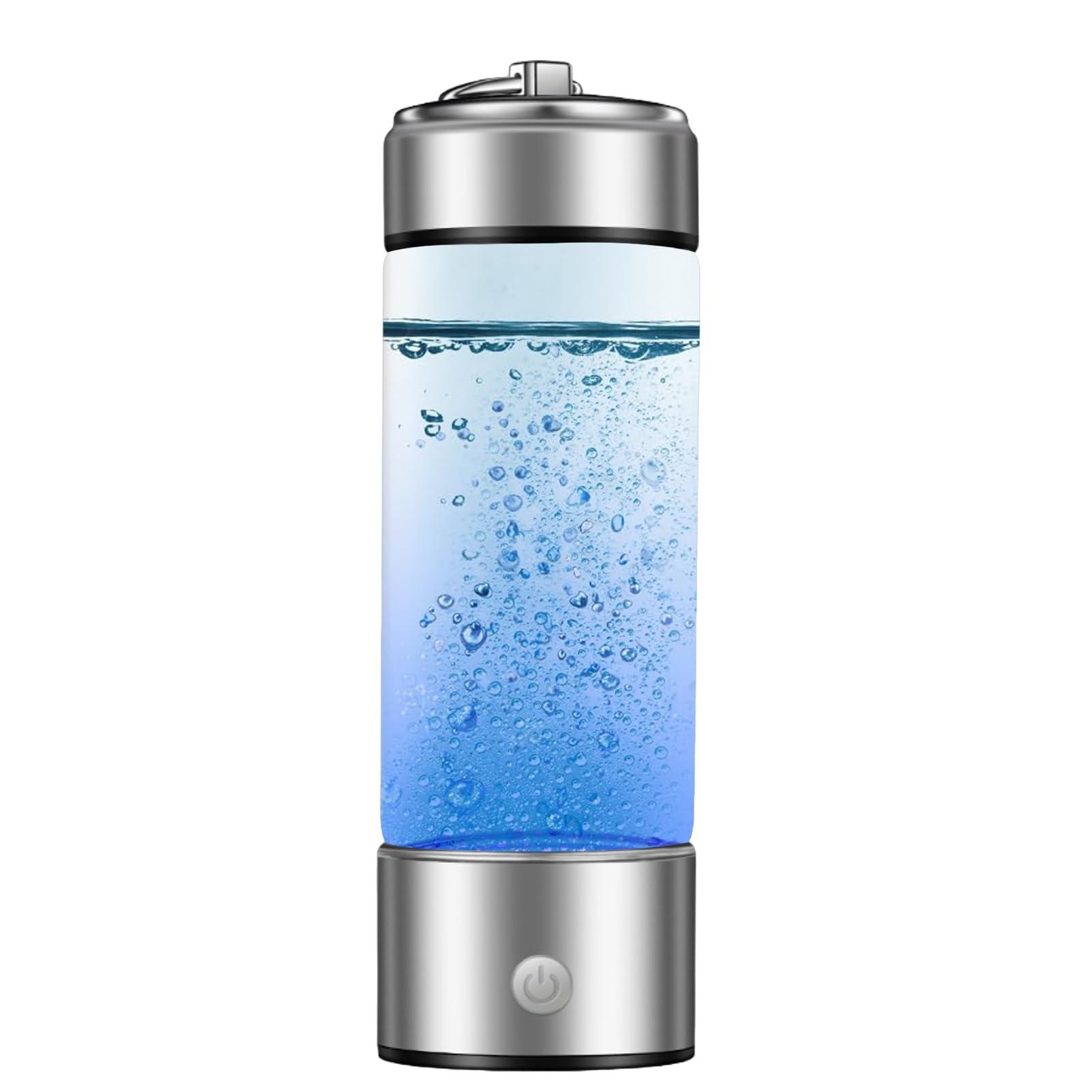 420ml Hydrogen Water Cup, Portable USB Charging Hydrogen Water Bottle, Electrolysis Water Bottle Generator for Home Office Travel Silver