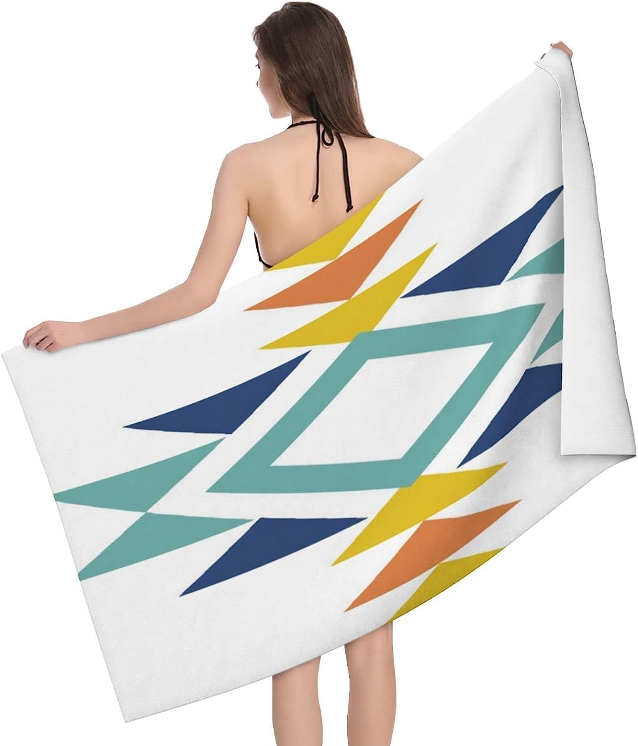Serviette de Plage 200x200 Femme Homme Enfant, Drap de Plage XXL Serviette Plage Anti Sable à Séchage Rapide Grande Serviette Plage Triangle, pour Bain, Piscine, Camping Diamant B53