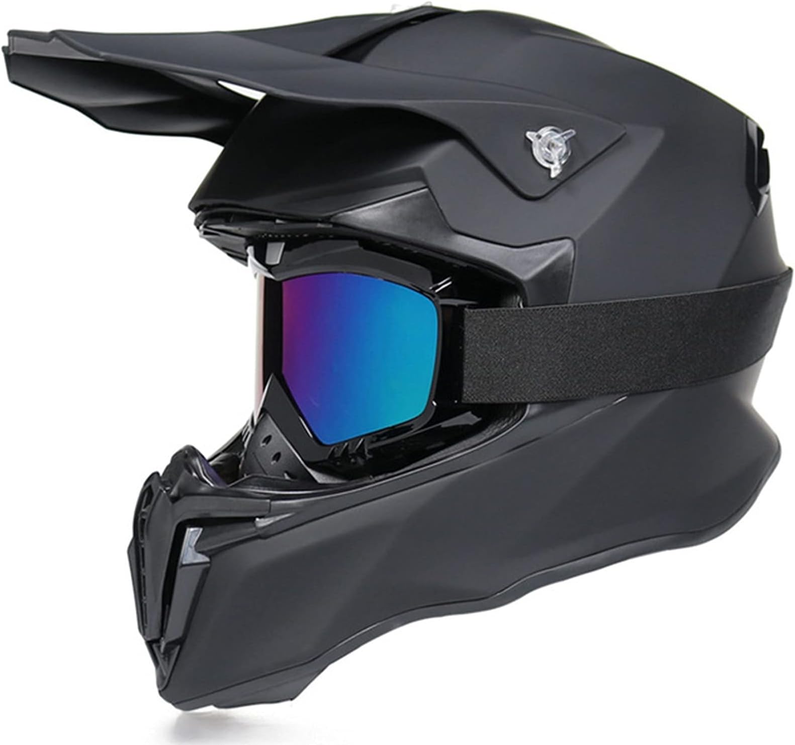 Motocross Helmet with Goggles Dual Sport Motorcycle Full Face Off Road Helmet DOT/ECE Approved MX MTB BMX ATV Off-Road Street Dirt Bike Downhill Enduro Helmet for Adult Men Women Matte Black,M