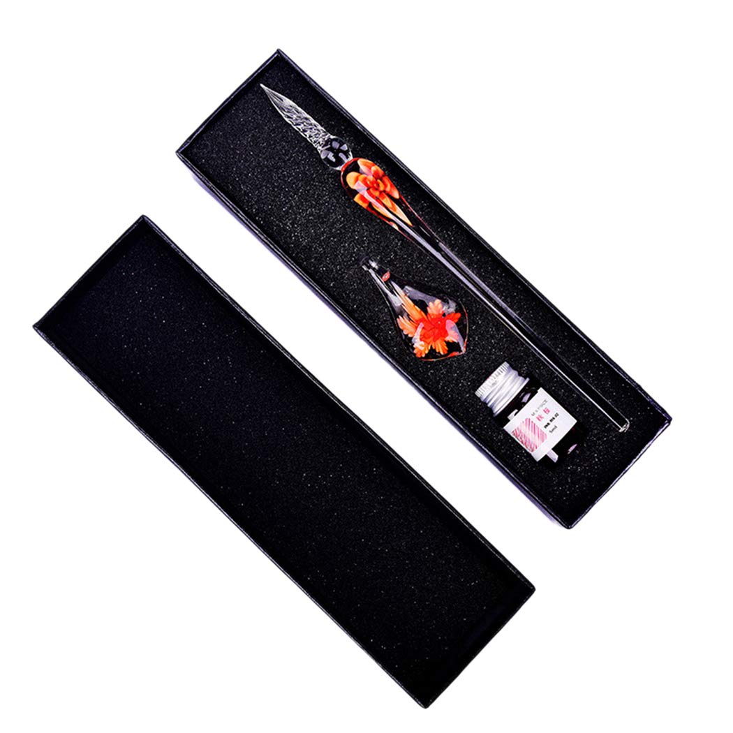 Funpa Glass Dip Pen Set Vintage Elegant Glass Signature Pen Dip Pen
