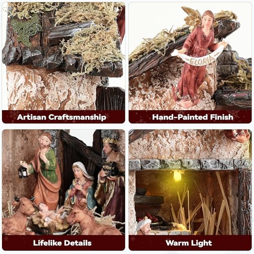 image for Ultym Nativity Scene Set with LED Lights,15.3