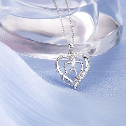 Miniatura 5 de Regalos para nieta de la abuela, collar de plata de ley 925, collar de corazón de plata de ley 925, regalos de generaciones de abuela, regalos de
