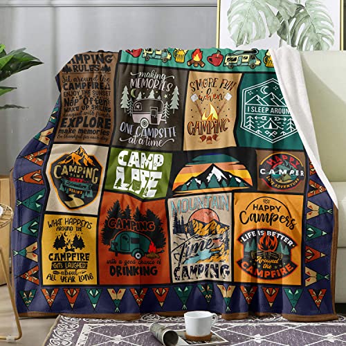Camping-Blanket-Camping-Lovers-Gift-Ideas-for-Men-or-Woman-Super-Soft-Throws-Flannel-Fleece-Blankets-Gifts-for-Camper-Outdoor-Campsite-Outdoors-RV-Travel-Hiking-Bed-Sofa-Couch-60x50
