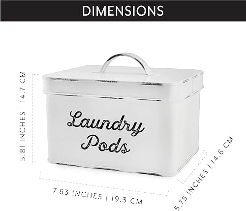 Miniatura 6 de AuldHome - Soporte para cápsulas de lavandería esmaltadas, color blanco rústico