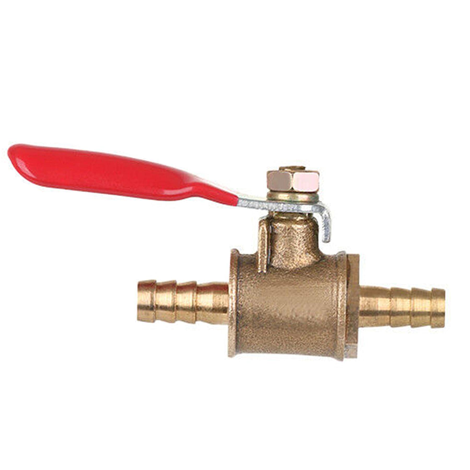 Dapetz ® Brass Ball Valve 6mm Red Lever Inline Hose Barb for Water Air Gas Fuel Shut-Off