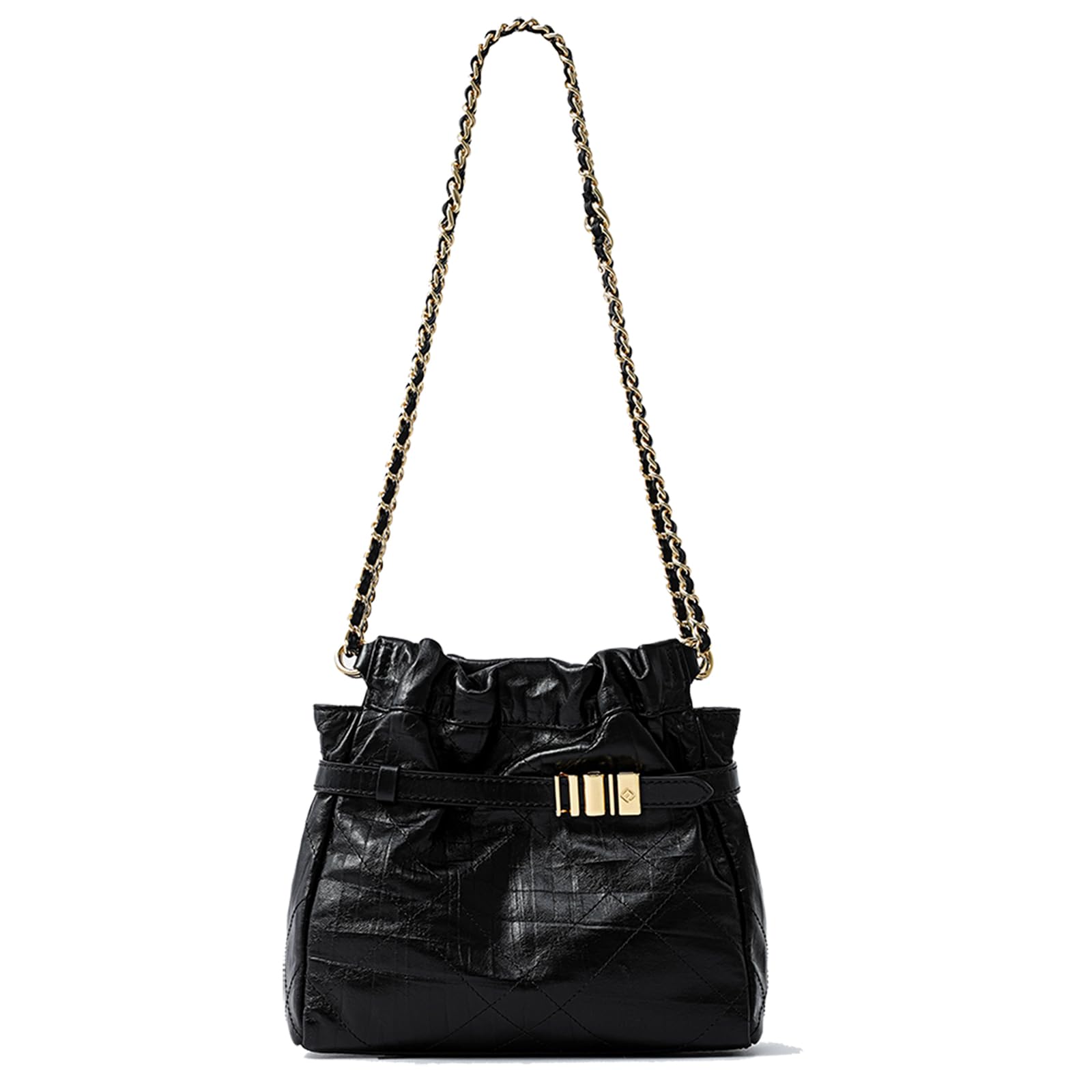 FION Black Cross body Purse Hand Bags for Women,Small Leather Shoulder Hobo Bag with Chain Strap