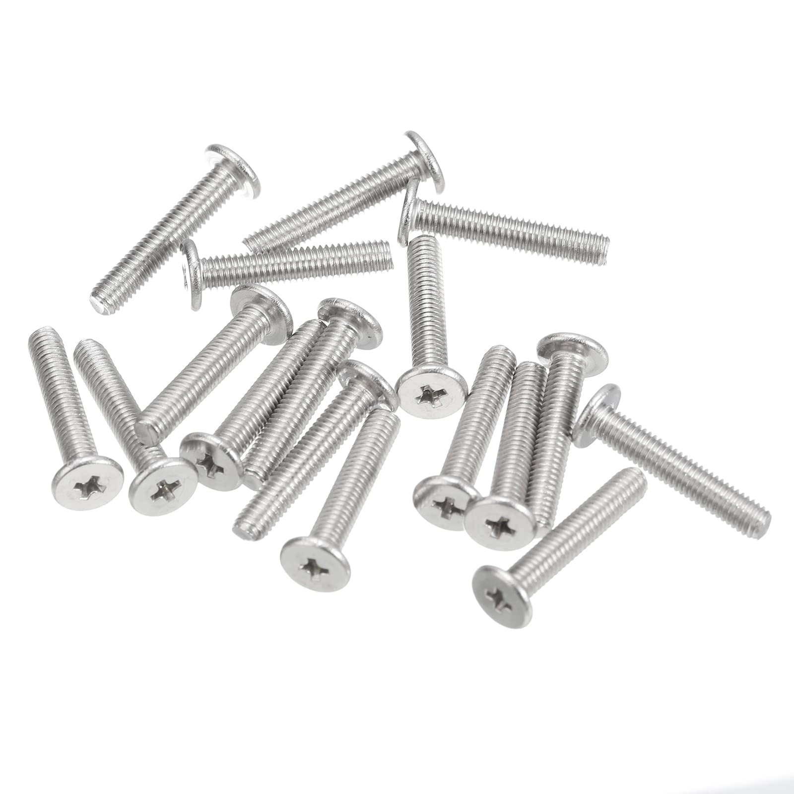 uxcell M3-0.5 x 16mm 50Pcs Flat Round Head Screws 304 Stainless Steel Phillips Drive Machine Screws Hardware Fastener for Furniture Connection