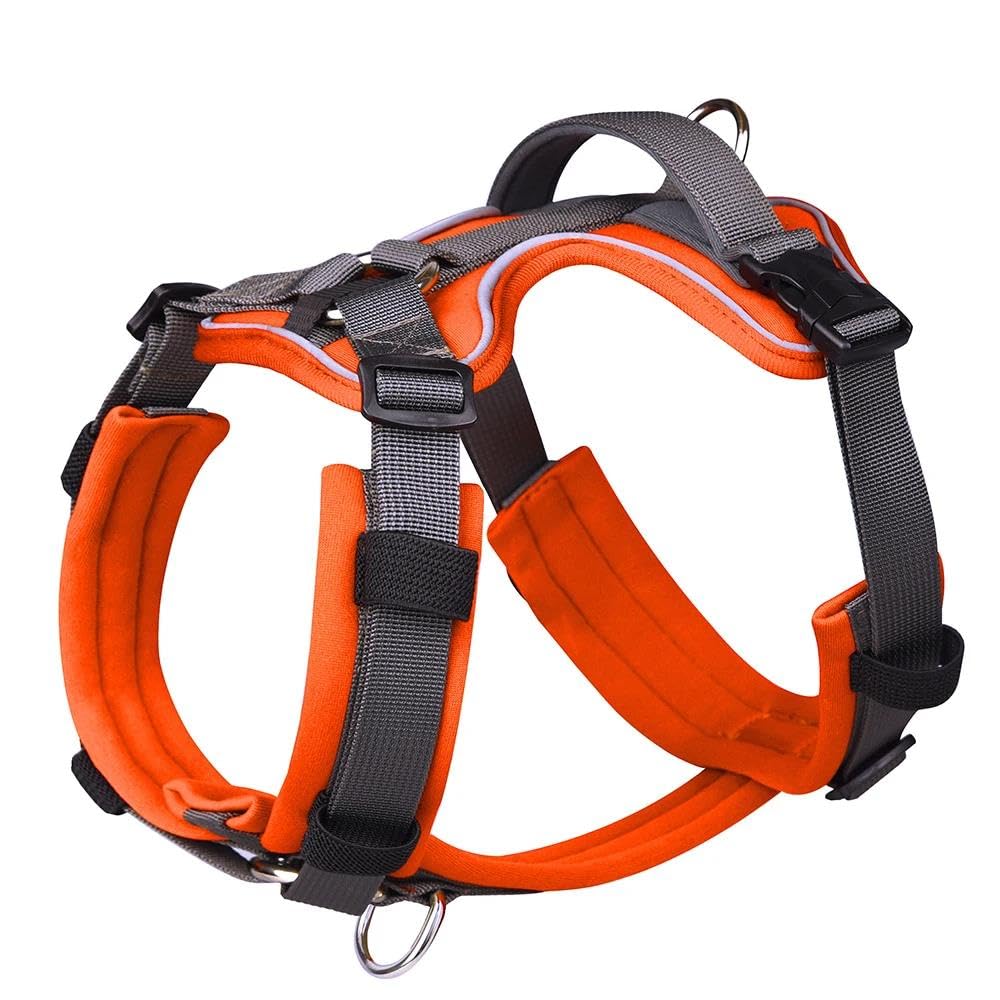 Imbracatura Tattica Militare per Cani, Imbracatura per Cani Anti-trazione, Imbracatura per Animali Domestici Riflettente per Esterni con Maniglia di Controllo (Arancione L)