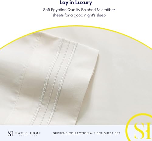 Miniatura 6 de Juego de sábanas extrasuaves de tamaño matrimonial, ropa de cama transpirable y lujosa con correas elásticas integradas para las esquinas, colección