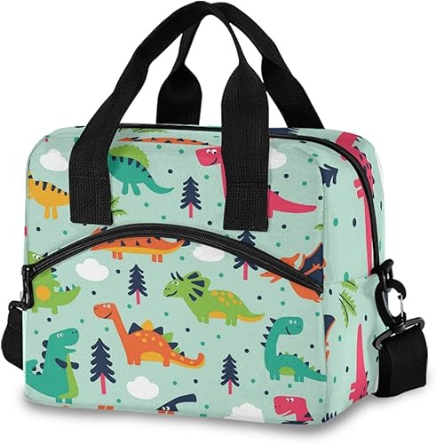 senya Linda bolsa de almuerzo de dibujos animados de dinosaurios, bolsa reutilizable con aislamiento para niñas, niños, mujeres y hombres, bolsa