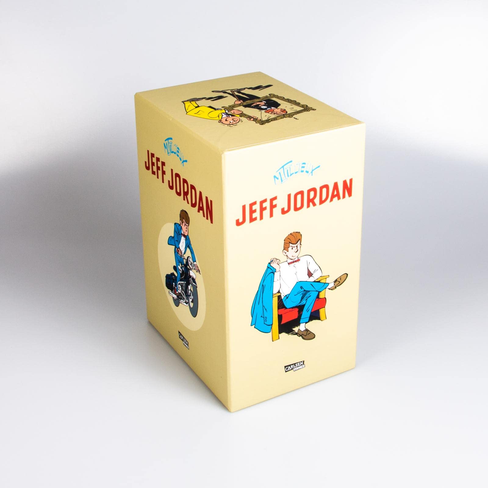 Jeff Jordan-Schuber: Limitierte Gesamtausgabe mit allen 16 Bänden der humorvollen Krimi-Comic-Serie über einen französischen Privatdetektiv der 50er Jahre