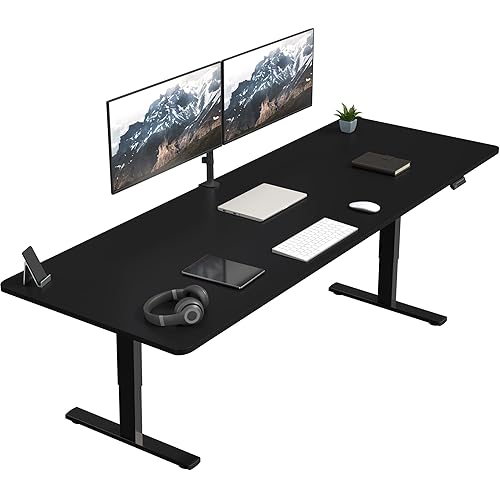 VIVO Large Electric 83 x 30 in Standing Desk, Memory Height Adjustment, 1B Series, Holds 220 lbs, Black Top Black Frame, DESK-KIT-1B8B